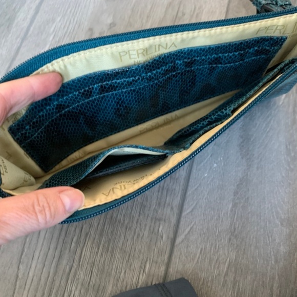 Perlina Wristlet in Teal Snake print Leather - Picture 3 of 3